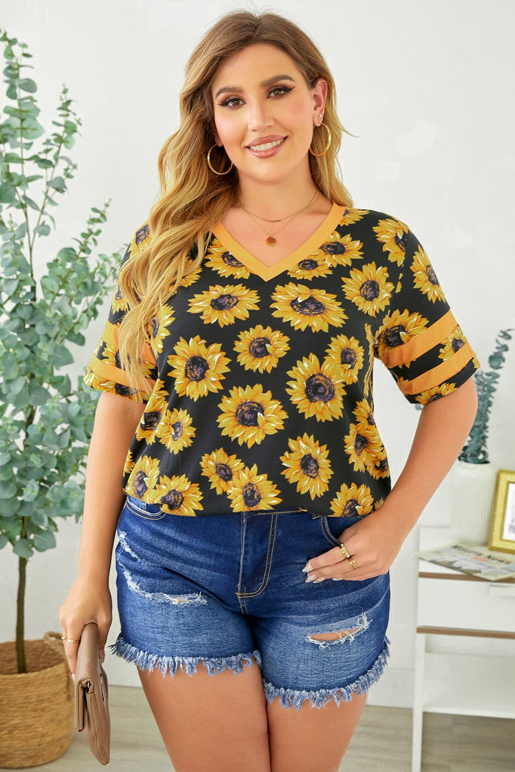 Plus Size V-Neck Tee Shirt - T-Shirts - Shirts & Tops - 8 - 2024