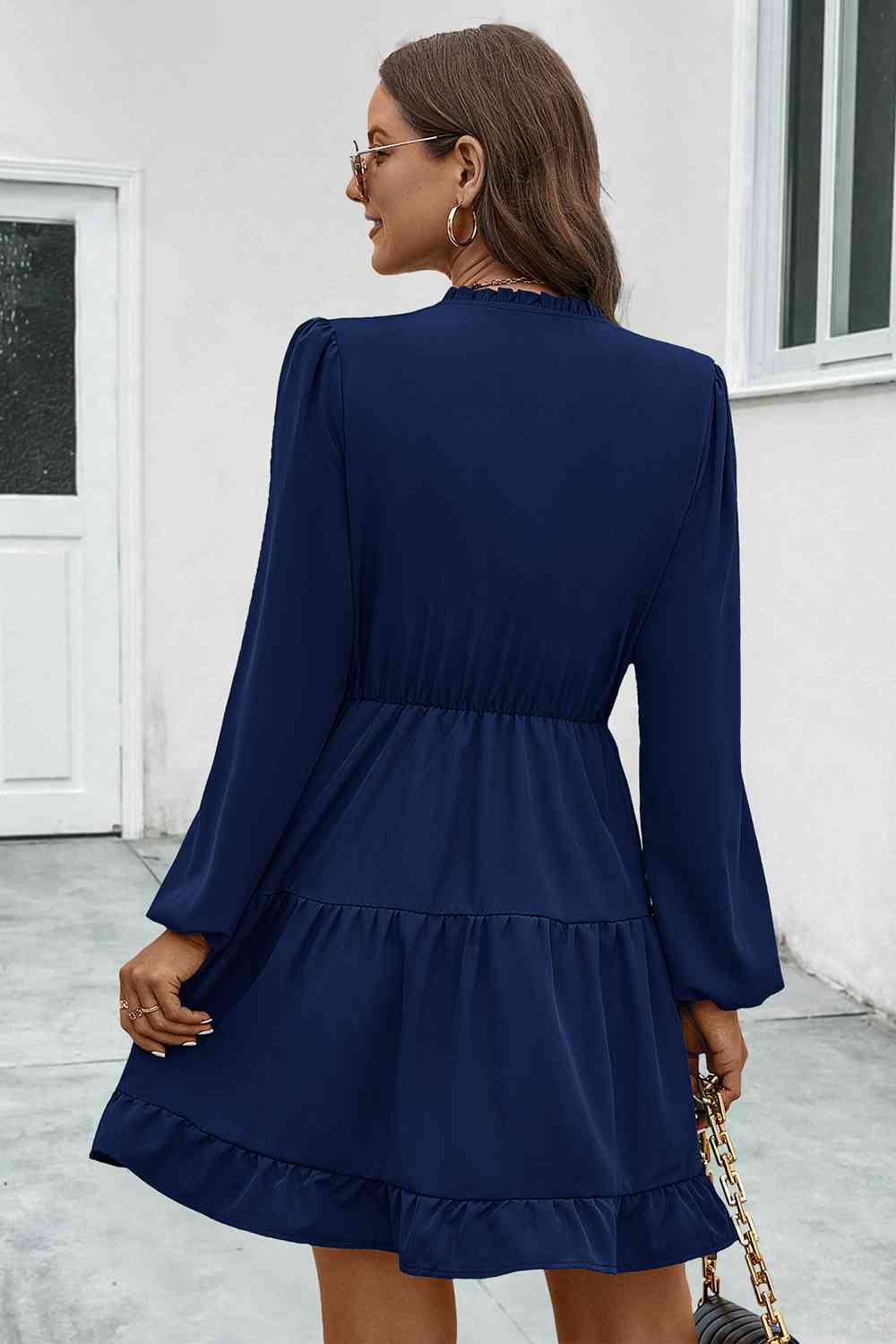 V-Neck Tie Neck Long Sleeve Dress - All Dresses - Dresses - 7 - 2024