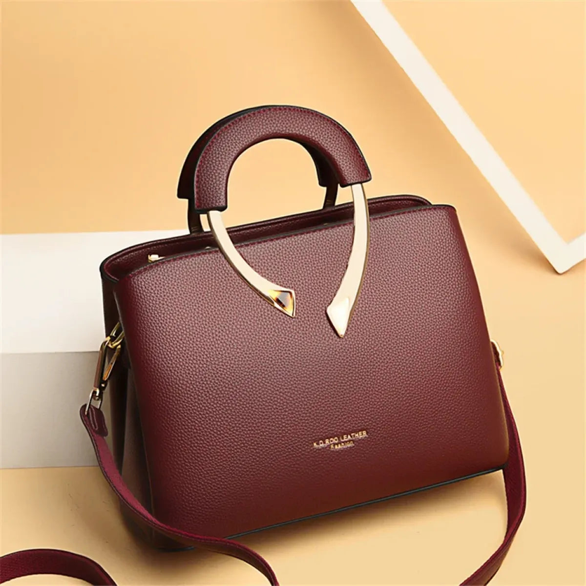 Vanderwah Structured Leather Tote Crossbody Bag - Women’s Clothing & Accessories - Shoulder Bag - 1