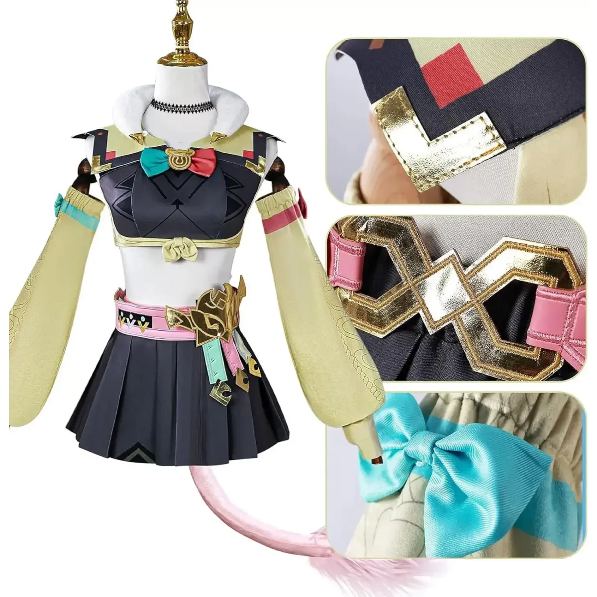 Varesa Genshin Cosplay Costume Set – Kawaii Skirt Wig Tail Outfit - Bottoms - Sets - 2