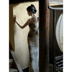 Retro Ink Velvet Dress & Sun Cardigan Set - All Dresses - Sets / Co-ords - 4