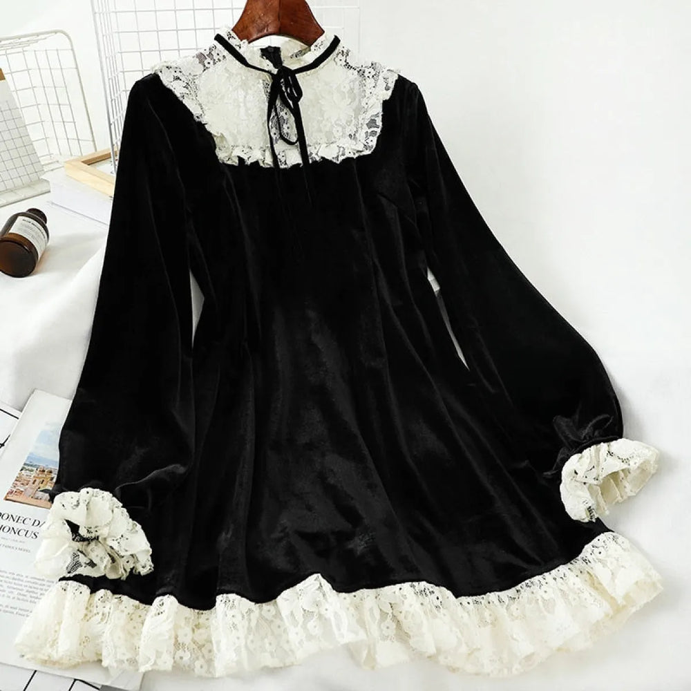 Velvet Turtleneck Dress - All Dresses - Long - Turtle - 1