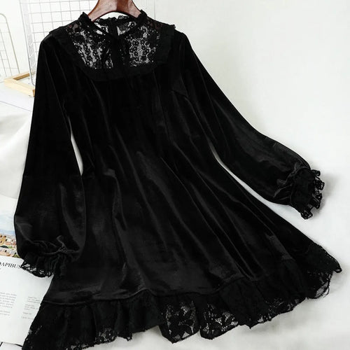 Velvet Turtleneck Dress - All Dresses - Long - Turtle - 2