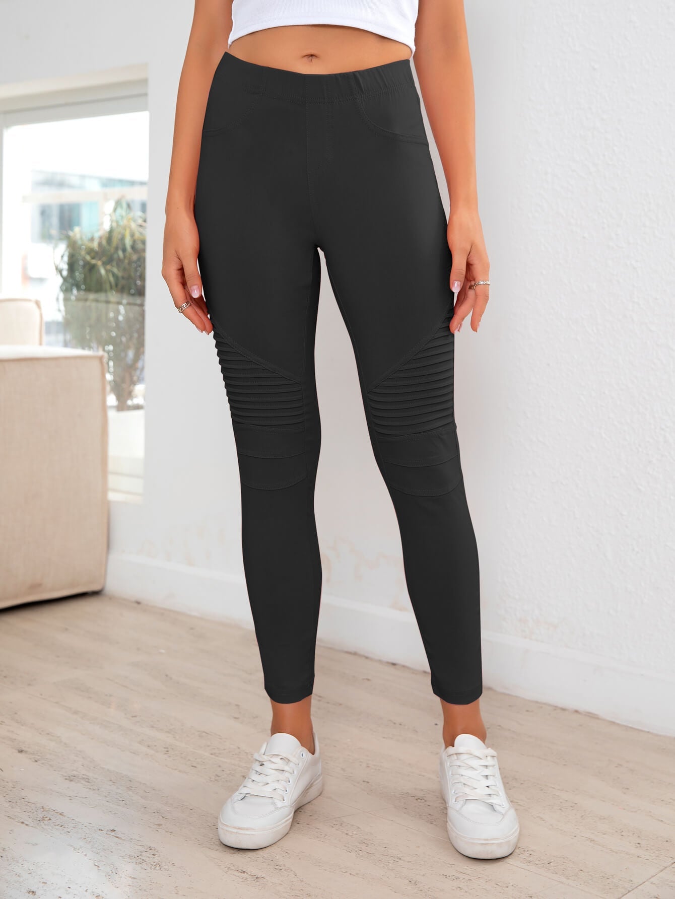 Ribbed Detail Leggings - Women’s Clothing & Accessories - Pants - 8 - 2024