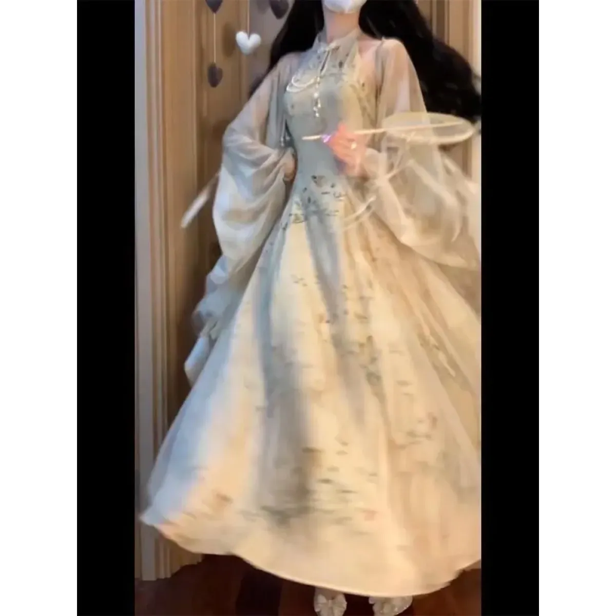 Hanfu-Inspired Slim Waist Vest Dress & Cardigan Set - All Dresses - Sets / Co-ords - 5