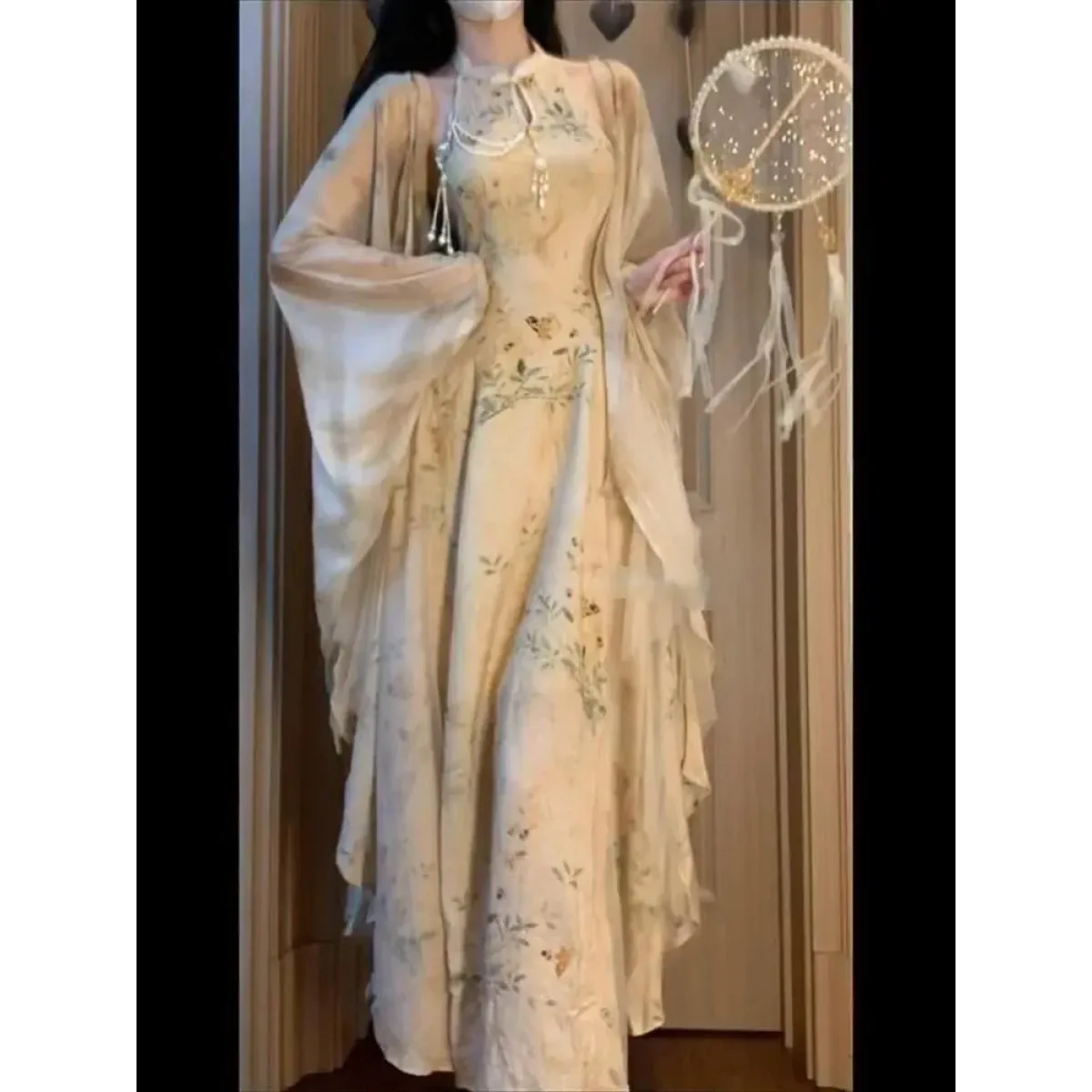 Hanfu-Inspired Slim Waist Vest Dress & Cardigan Set - All Dresses - Sets / Co-ords - 3