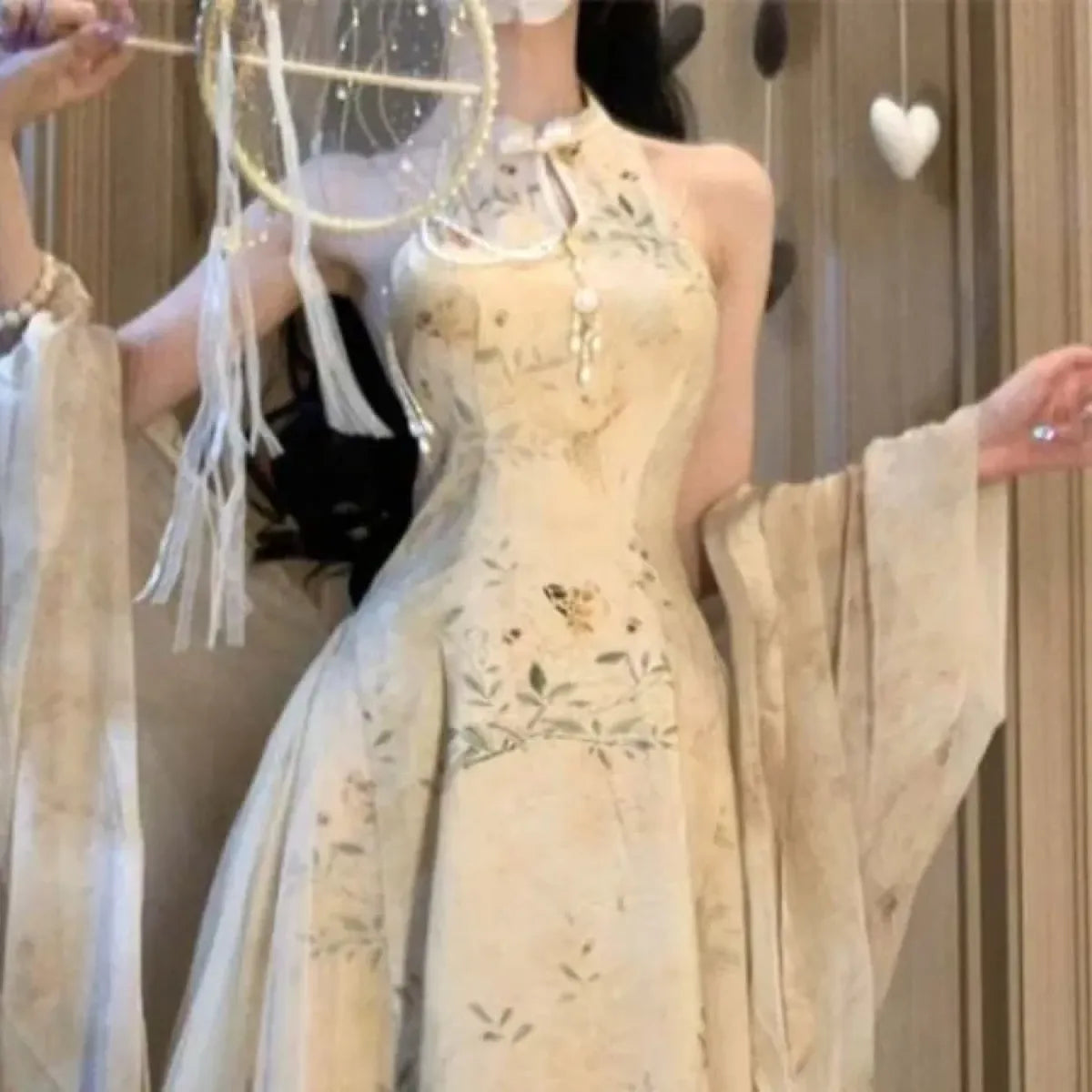 Hanfu-Inspired Slim Waist Vest Dress & Cardigan Set - All Dresses - Sets / Co-ords - 6