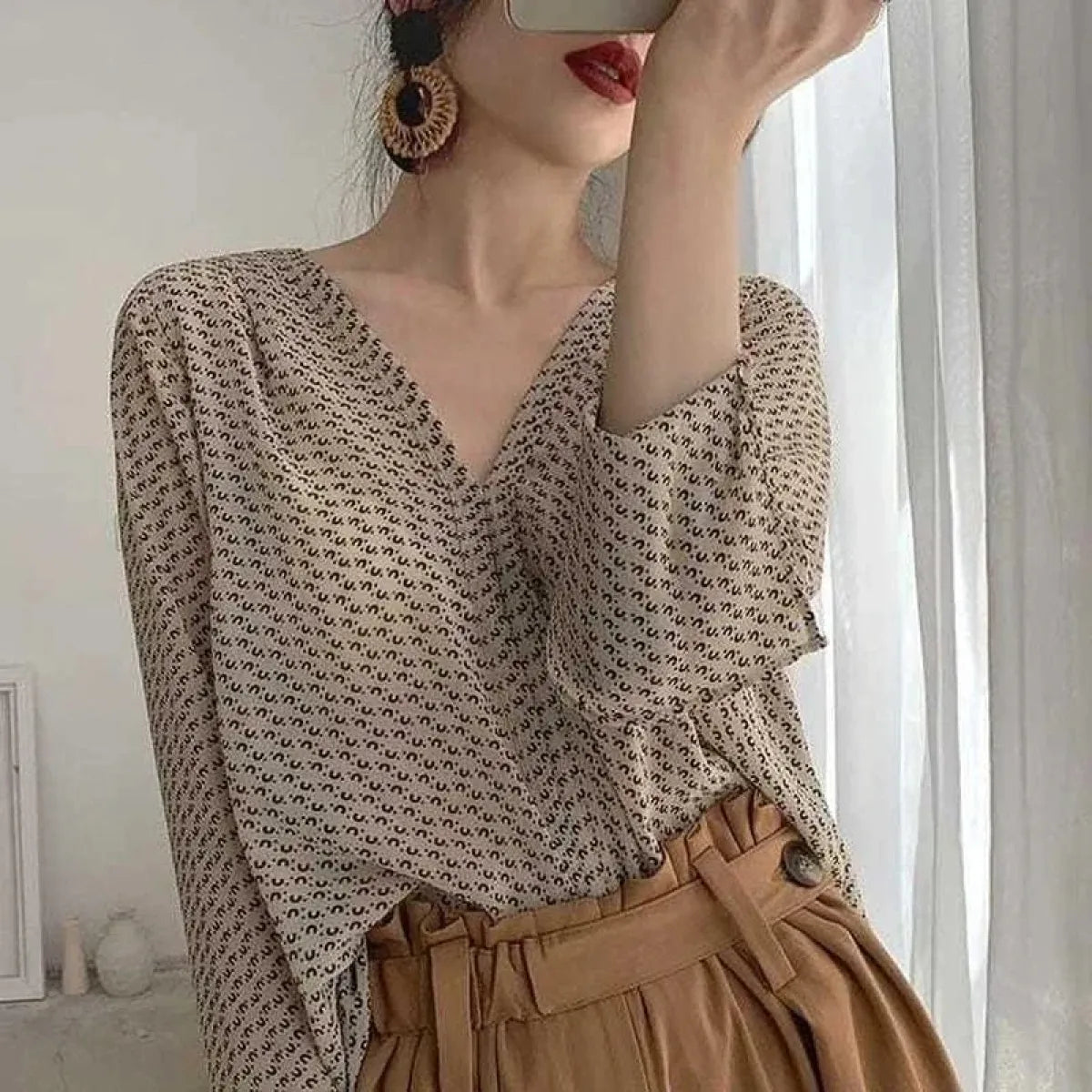 Victorian Print Chiffon Blouse - Women’s Clothing & Accessories - Tops - 1
