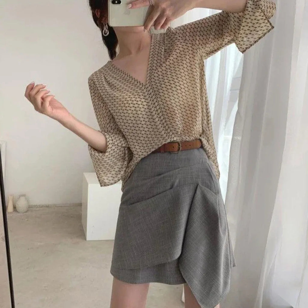 Victorian Print Chiffon Blouse - Women’s Clothing & Accessories - Tops - 6