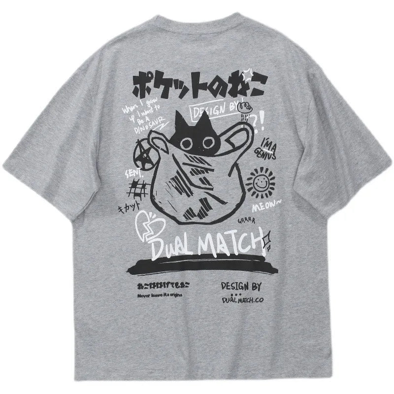 Cute Anime Cat T-Shirt – Vintage Aesthetic Harajuku Kawaii Top - T-Shirts - T-Shirts - 5 - 2024