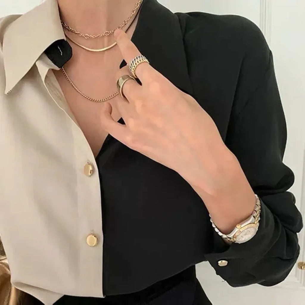 Vintage Contrast Blouse - Women’s Clothing & Accessories - Shirts & Blouses - 2
