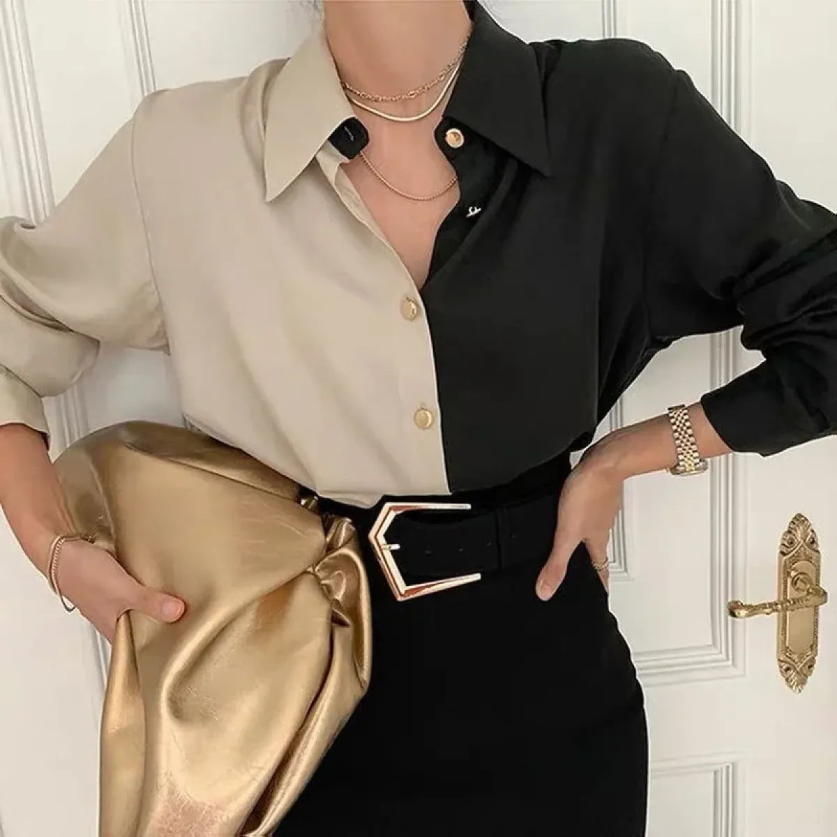 Vintage Contrast Blouse - Women’s Clothing & Accessories - Shirts & Blouses - 3