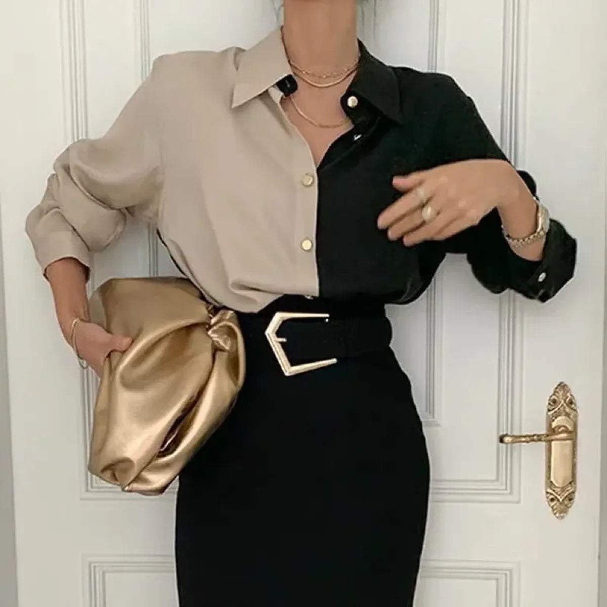 Vintage Contrast Blouse - Women’s Clothing & Accessories - Shirts & Blouses - 5