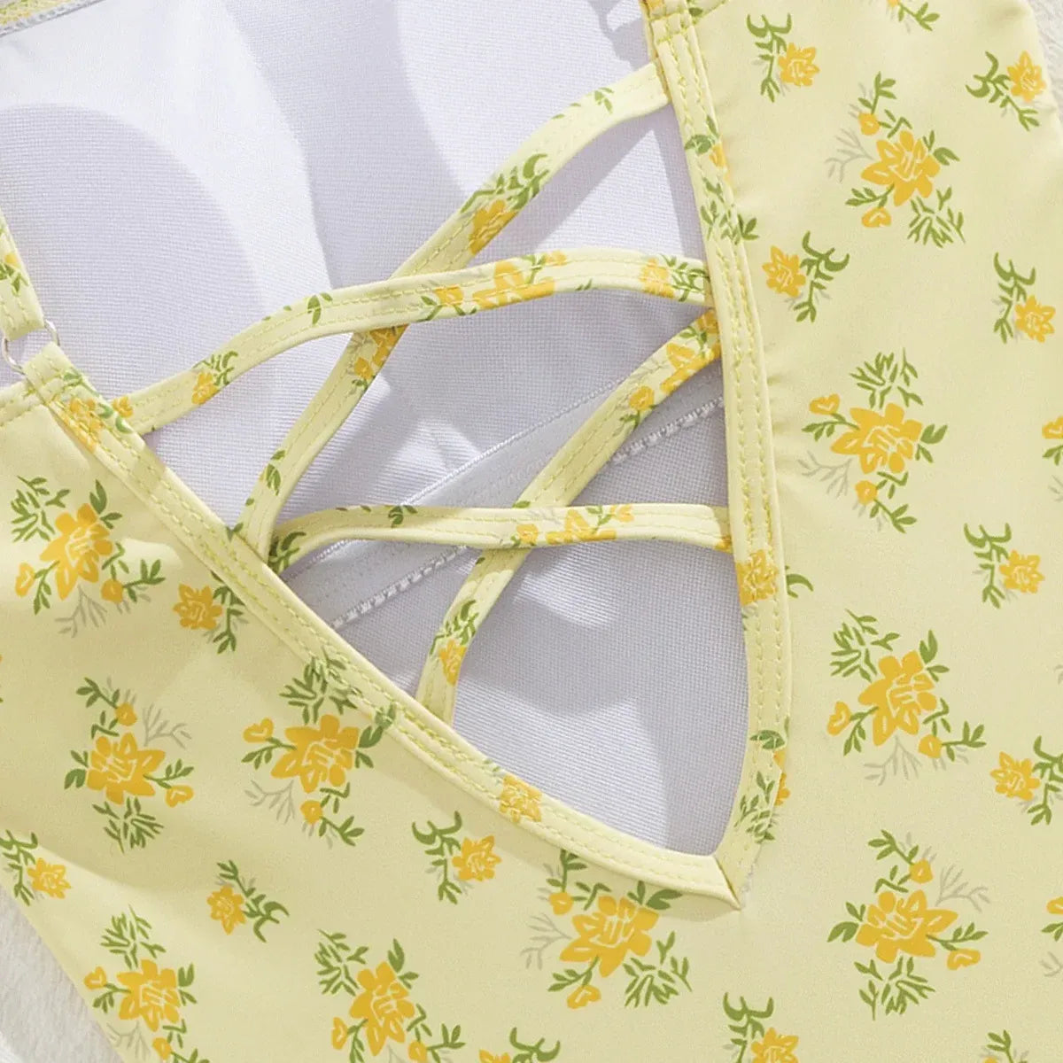 Floral One Piece Swimsuit – Vintage Crossback Bodysuitsw - Sexy Products - Sleeveless - Swimwear - 2