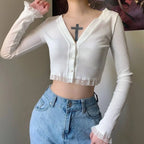 Vintage Gothic Lace Black Cardigan - Women’s Clothing & Accessories - 14