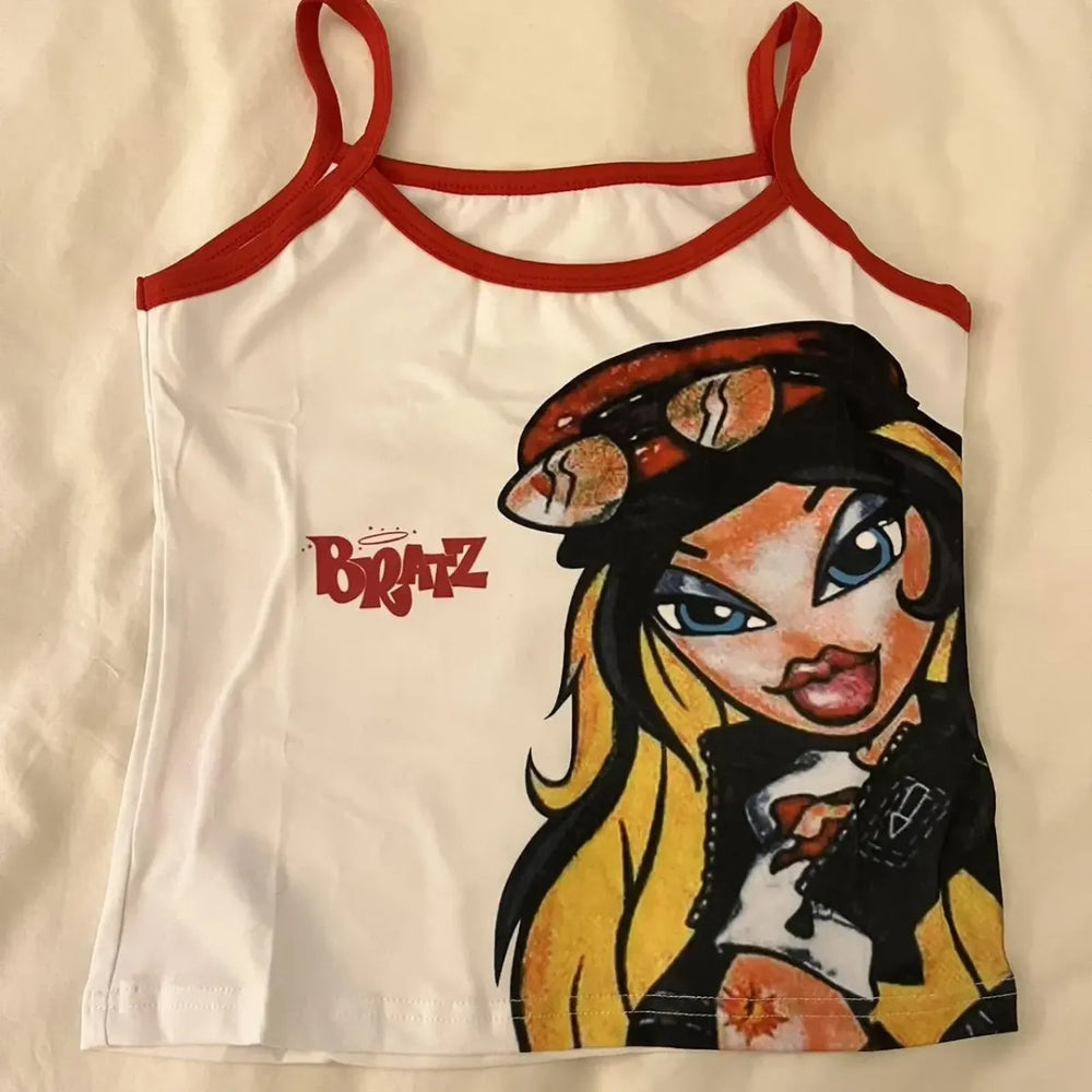 Anime Print Tank Top: Vintage Harajuku Streetwear - Women’s Clothing & Accessories - 1