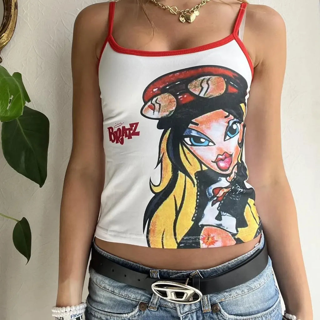 Anime Print Tank Top: Vintage Harajuku Streetwear - Women’s Clothing & Accessories - 5