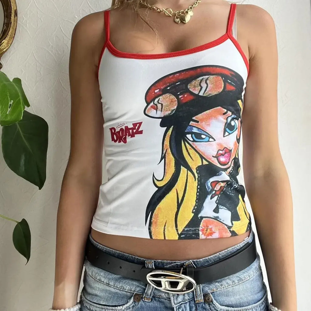 Anime Print Tank Top: Vintage Harajuku Streetwear - Women’s Clothing & Accessories - 3