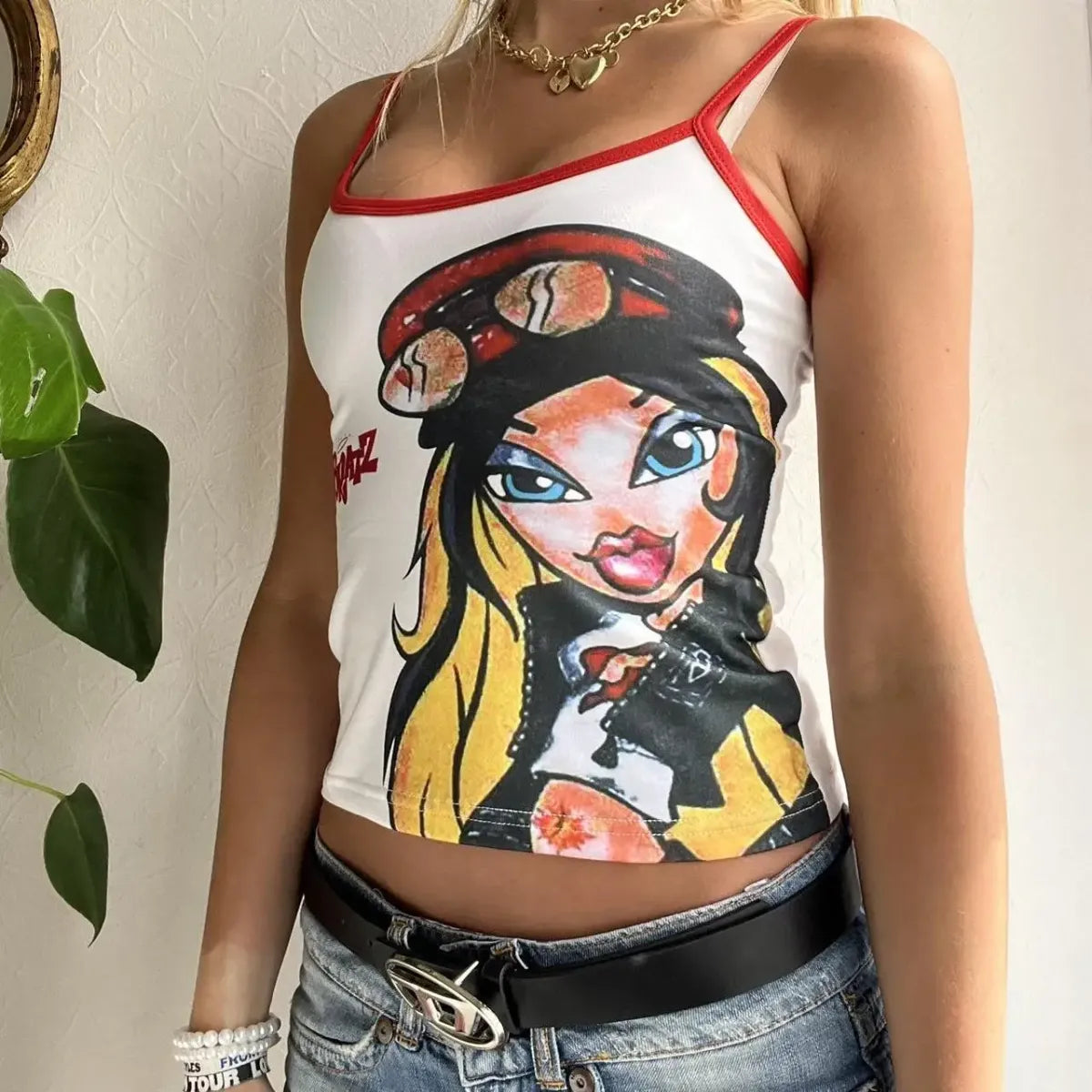 Anime Print Tank Top: Vintage Harajuku Streetwear - Women’s Clothing & Accessories - 4