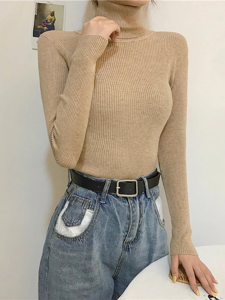 Vintage Harajuku Turtleneck Sweater - Khaki / One Size - Sweaters - Shirts & Tops - 12 - 2024