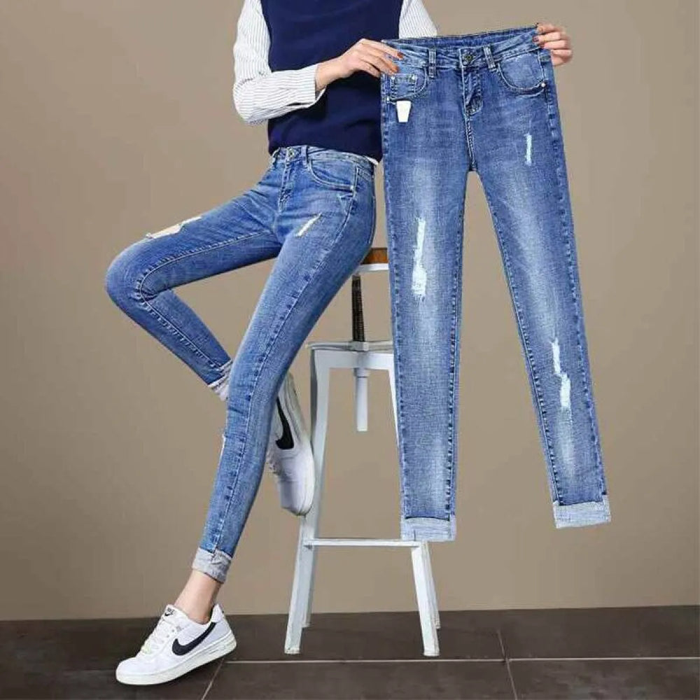Vintage High Waisted Ripped Jeans - Bottoms - 1