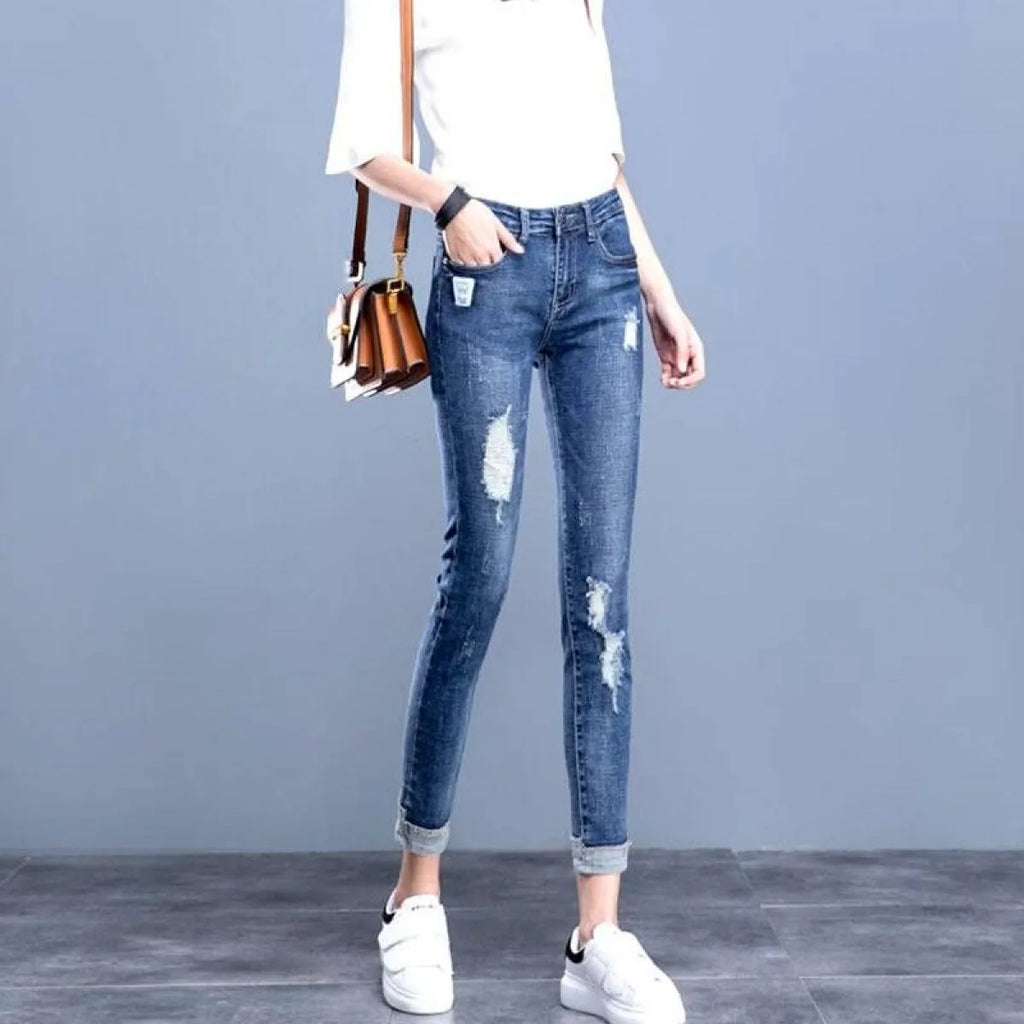 Vintage High Waisted Ripped Jeans - Bottoms - 13