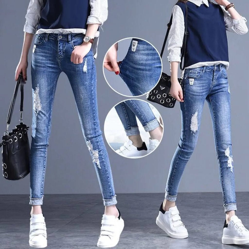 Vintage High Waisted Ripped Jeans - Bottoms - 7