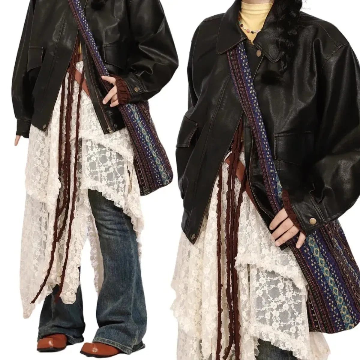 Vintage Lace Irregular Long Skirt - Bottoms - Skirts - 4