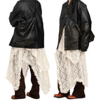 Vintage Lace Irregular Long Skirt - Bottoms - Skirts - 5