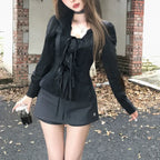 Vintage Lace Up Ruffle Blouse - Women’s Clothing & Accessories - Shirts & Blouses - 4