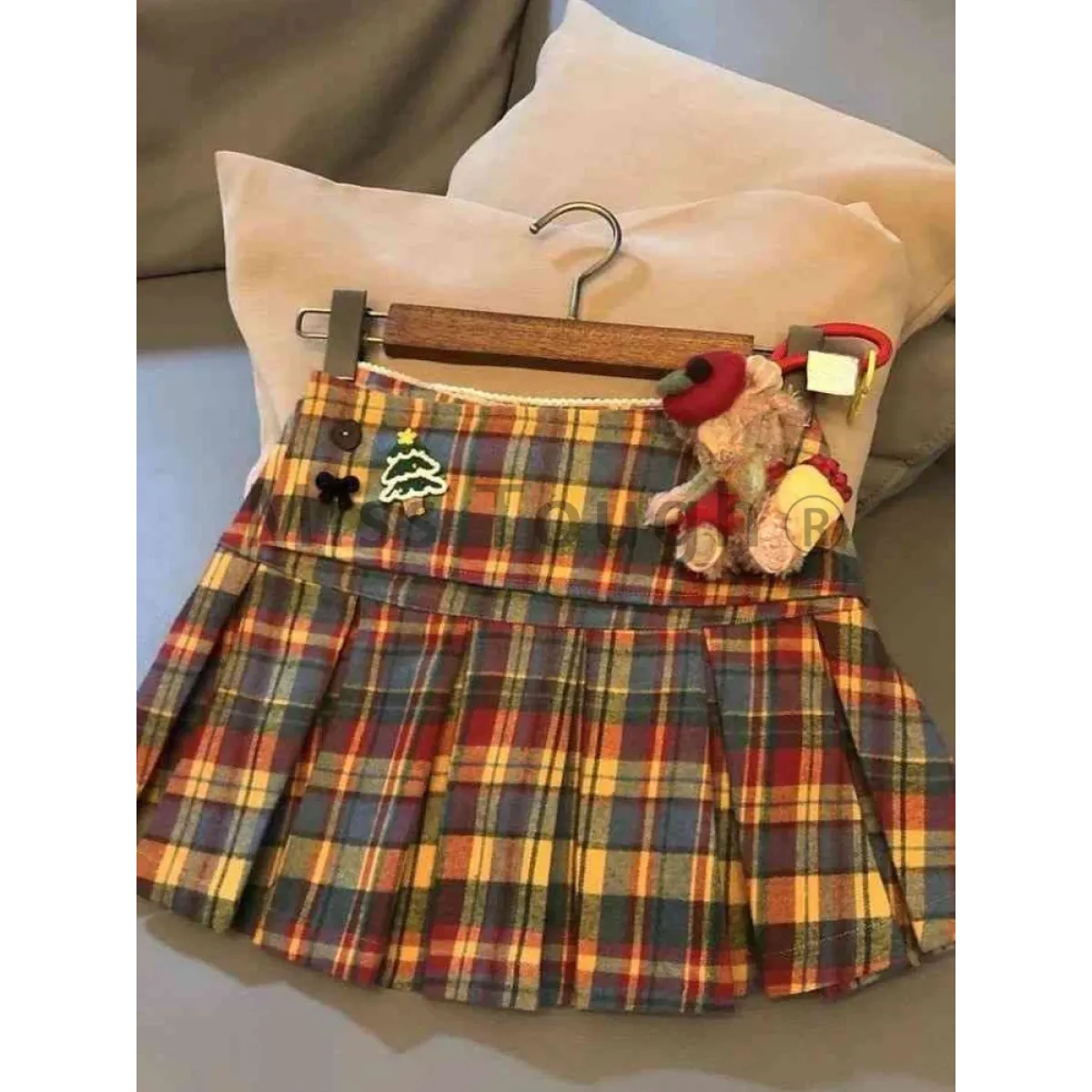 Plaid A-Line Skirt – Vintage Mori Girl Lace Trim Midi - Bottoms - Skirts - 3