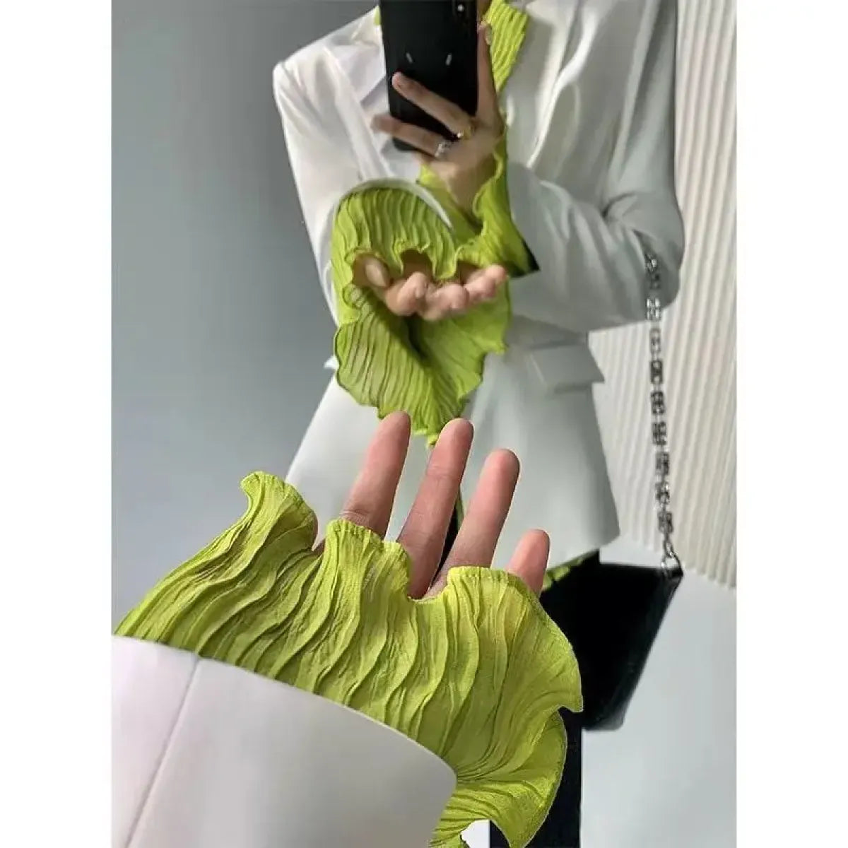 Vintage Pleated Flare Sleeve Blouse - T-Shirts - T-Shirts - 2