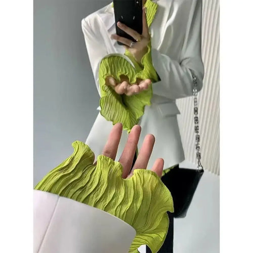Vintage Pleated Flare Sleeve Blouse - T-Shirts - T-Shirts - 2