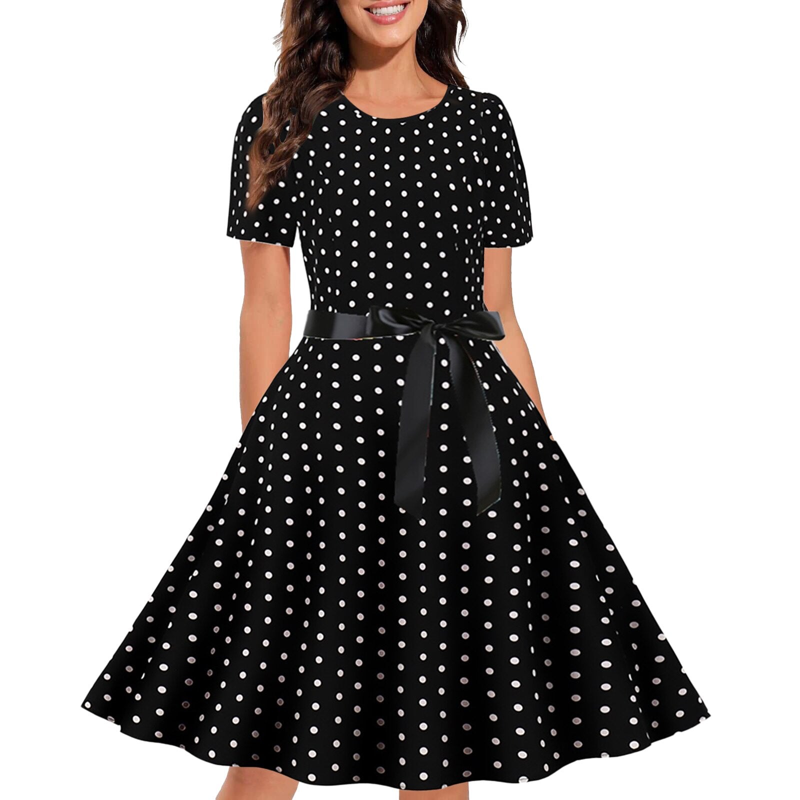 Retro Chic Vintage Print Dress - Graylack/White / M - All Dresses - Dresses - 23 - 2024