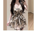 Butterfly Print One Piece Swimsuit – Vintage Ruffle Mini Dress Style - All Dresses - Sleeveless - Swimwear - 1