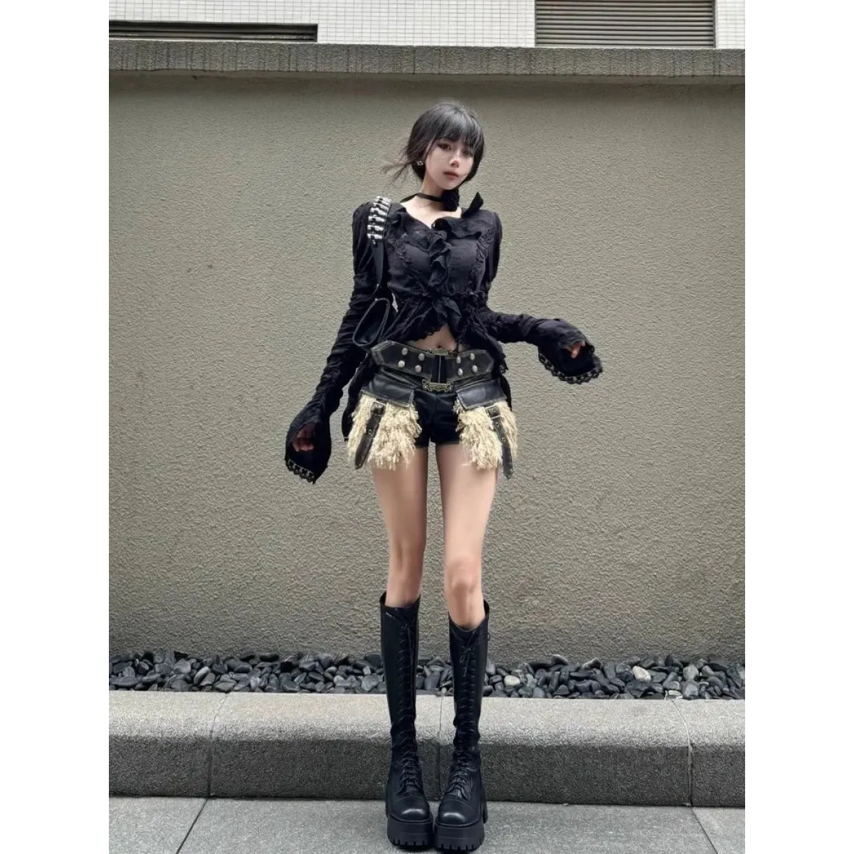 Vintage Ruffle Slim Fit V-Neck Blouse - Women’s Clothing & Accessories - Blouse - 2