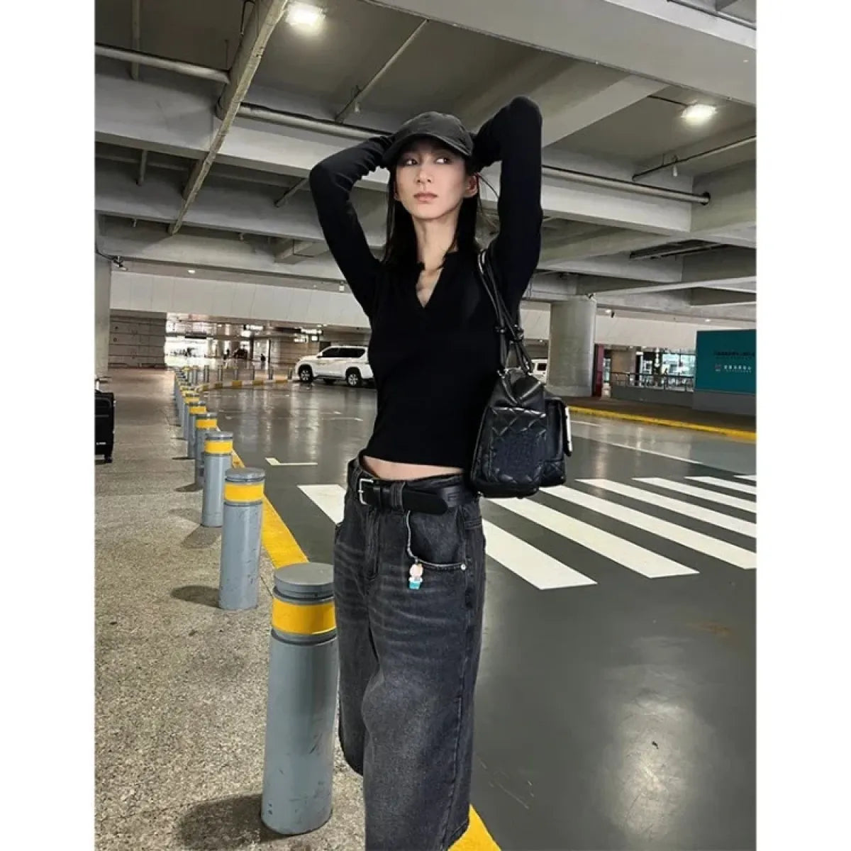 Vintage Washed Black Wide-Leg Denim Culottes - Best Sellers - Pants - 2