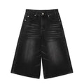 Vintage Washed Black Wide-Leg Denim Culottes - Best Sellers - Pants - 5