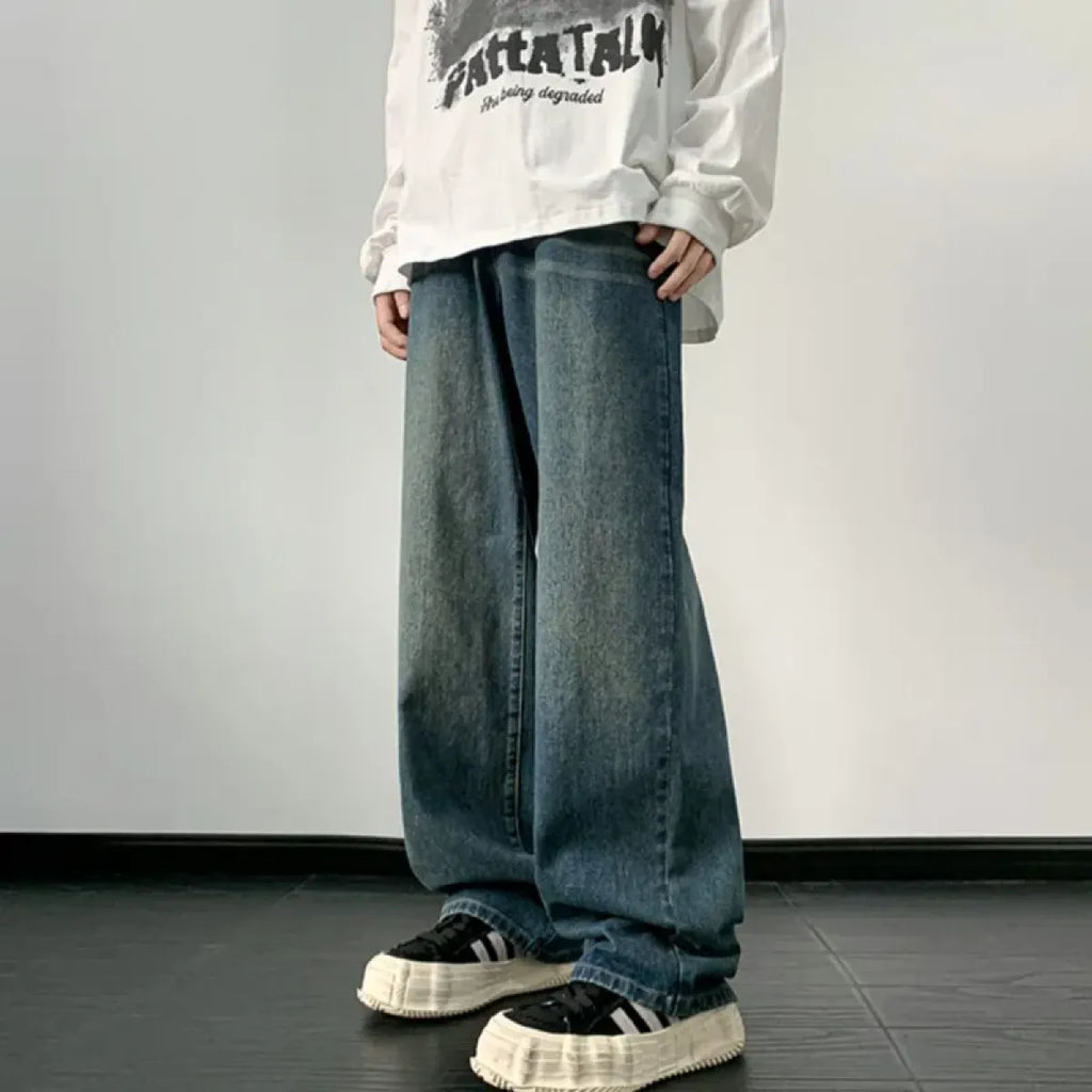 Vintage Wide Leg Denim Pants – Men’s Harajuku Streetwear Jeans - Bottoms - Jeans - 4