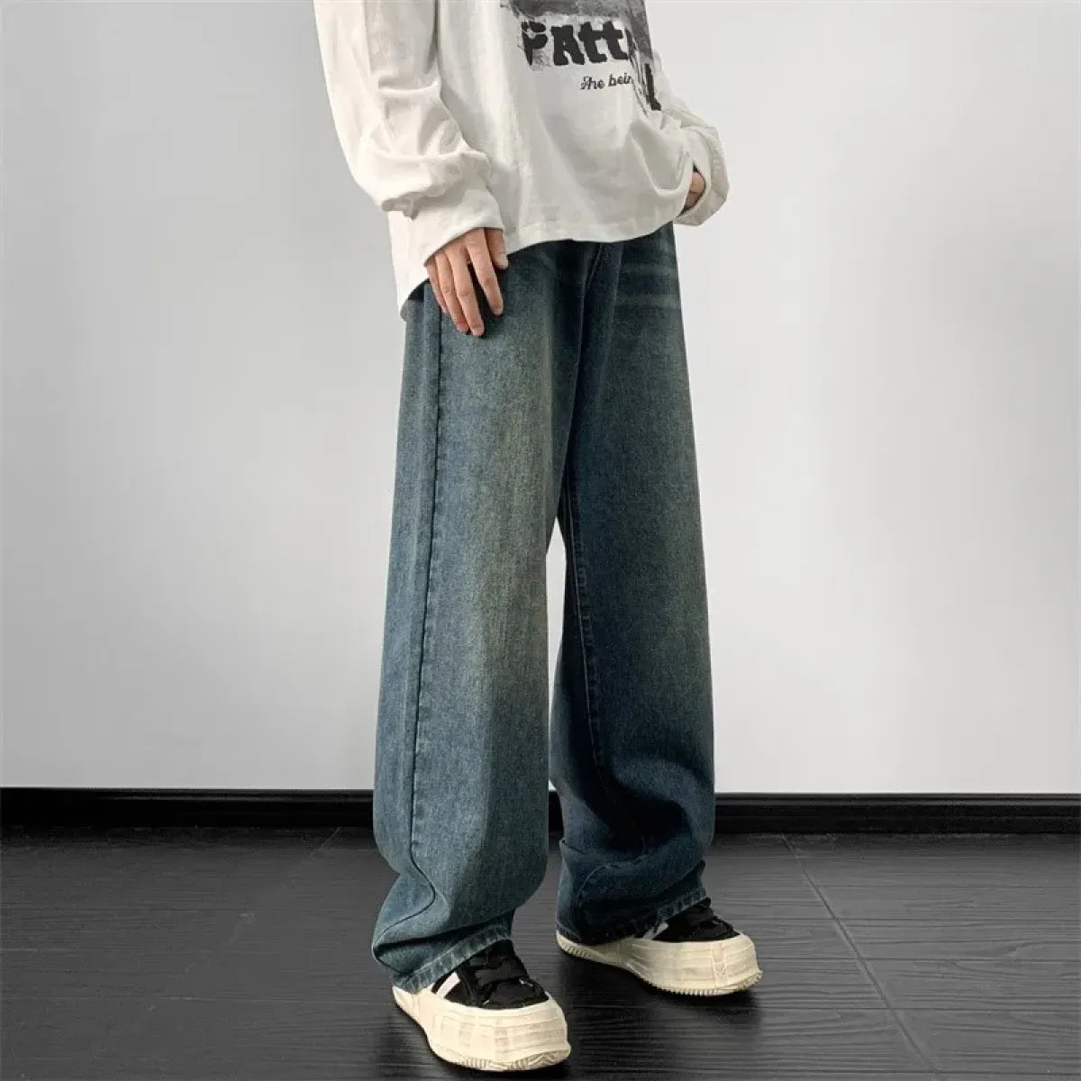 Vintage Wide Leg Denim Pants – Men’s Harajuku Streetwear Jeans - Bottoms - Jeans - 5