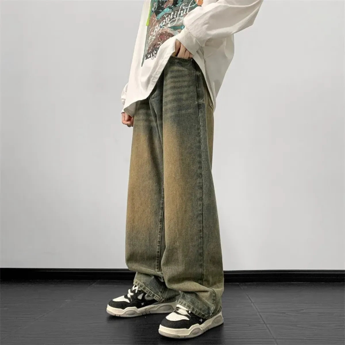Vintage Wide Leg Denim Pants – Men’s Harajuku Streetwear Jeans - Bottoms - Jeans - 2