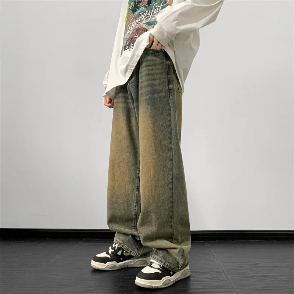 Vintage Wide Leg Denim Pants – Men’s Harajuku Streetwear Jeans - Bottoms - Jeans - 8