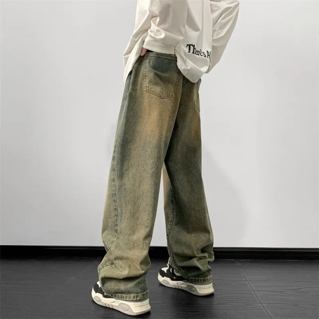 Vintage Wide Leg Denim Pants – Men’s Harajuku Streetwear Jeans - Bottoms - Jeans - 3