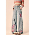 Butterfly Print Wide-Leg Jeans – Vintage Y2K Aesthetic - Bottoms - Women’s Jeans - 6
