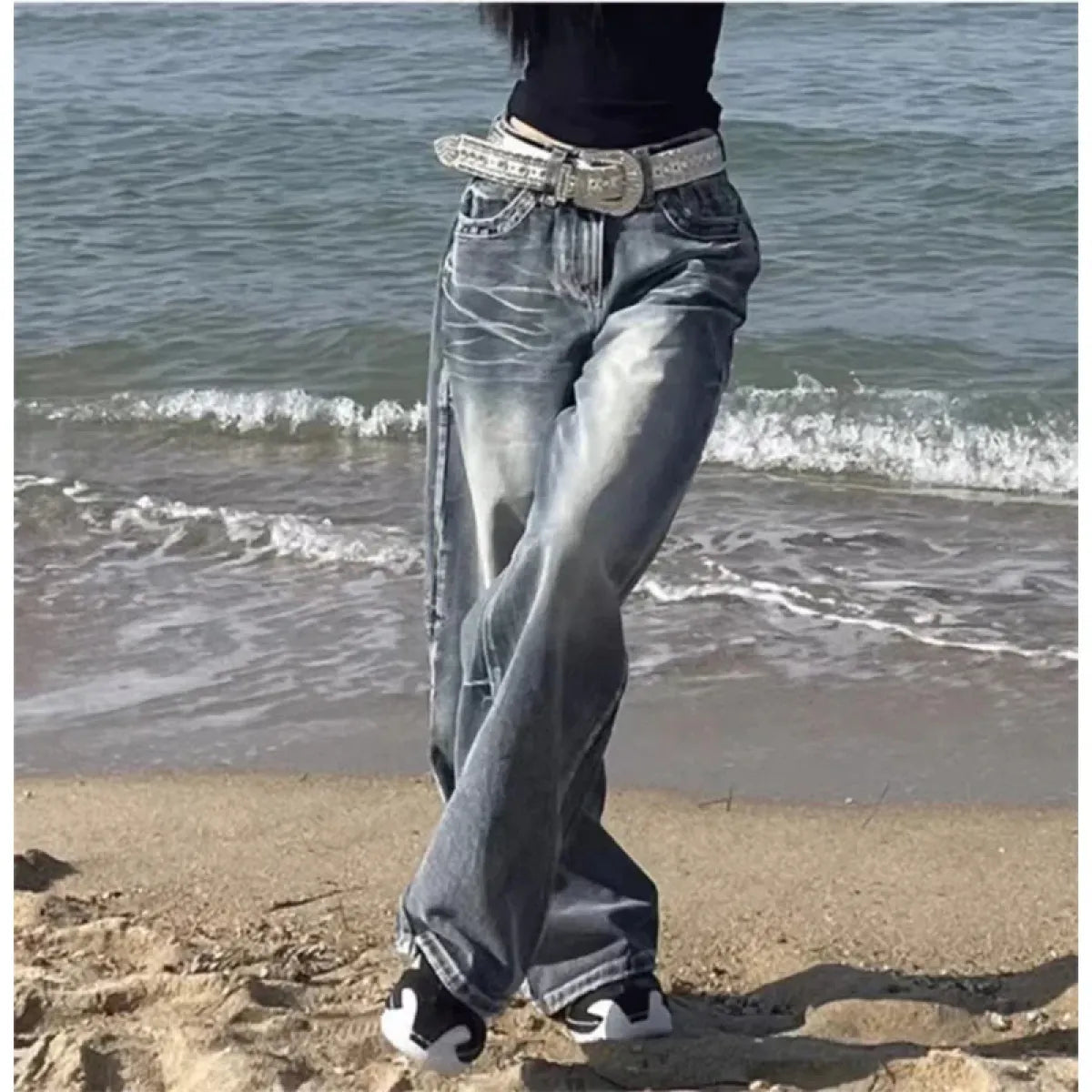 Vintage Y2K Baggy Blue Jeans – High Waist Oversize Denim Trousers - Bottoms - Women’s Jeans - 3