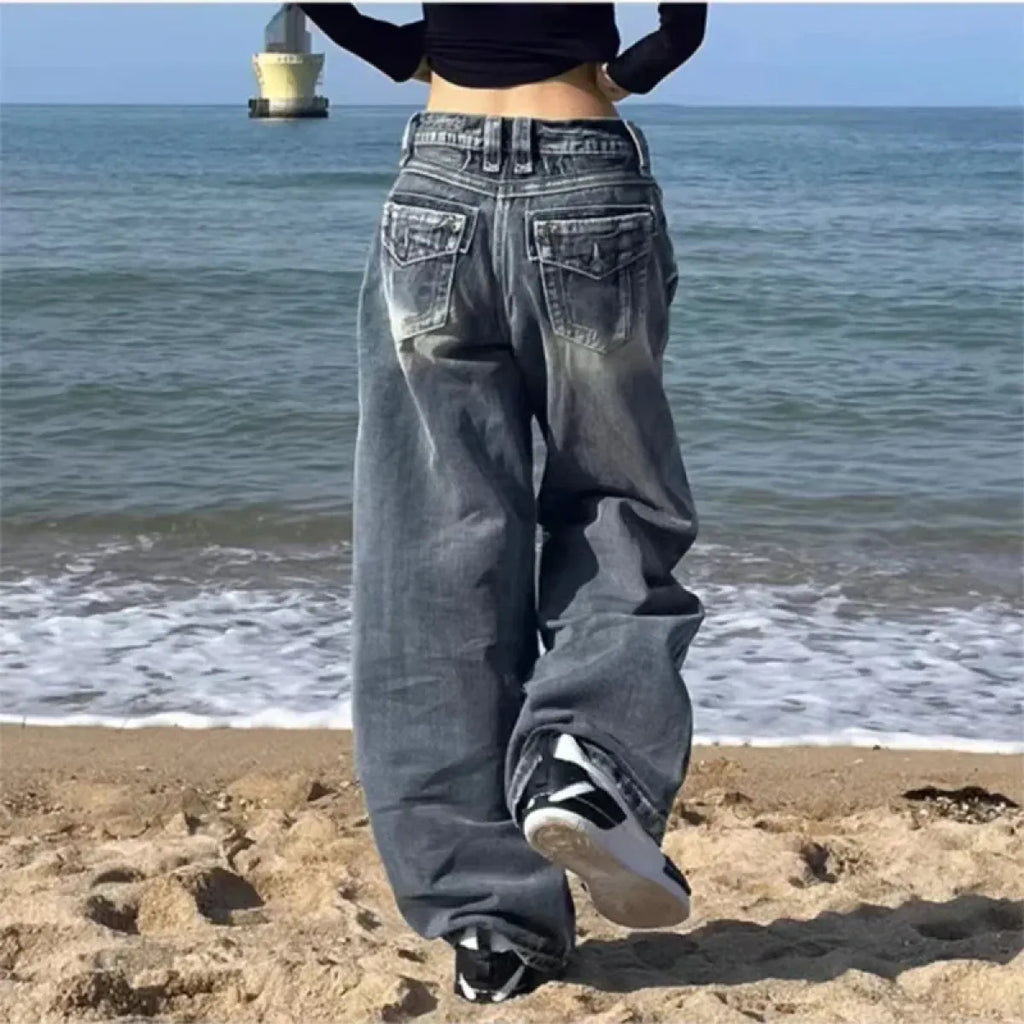 Vintage Y2K Baggy Blue Jeans – High Waist Oversize Denim Trousers - Bottoms - Women’s Jeans - 5