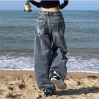 Vintage Y2K Baggy Blue Jeans – High Waist Oversize Denim Trousers - Bottoms - Women’s Jeans - 5