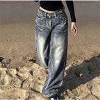 Vintage Y2K Baggy Blue Jeans – High Waist Oversize Denim Trousers - Bottoms - Women’s Jeans - 1