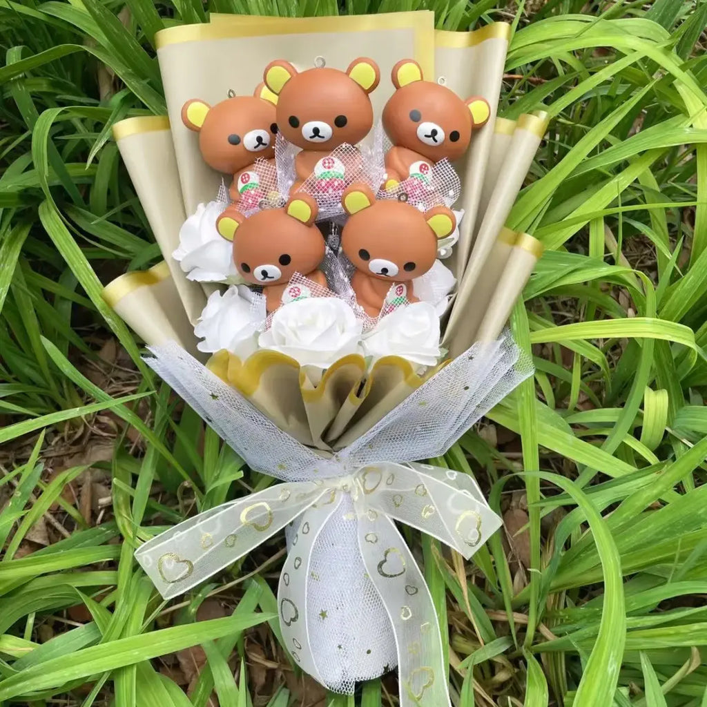 Kawaii Cartoon Vinyl Doll Bouquet – Stitch Pikachu Rilakkuma Gift Set - Harajuku Style - Plushie - 13