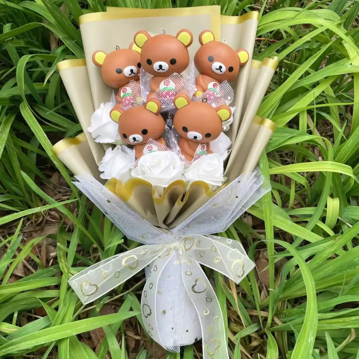 Kawaii Cartoon Vinyl Doll Bouquet – Stitch Pikachu Rilakkuma Gift Set - Harajuku Style - Plushie - 13